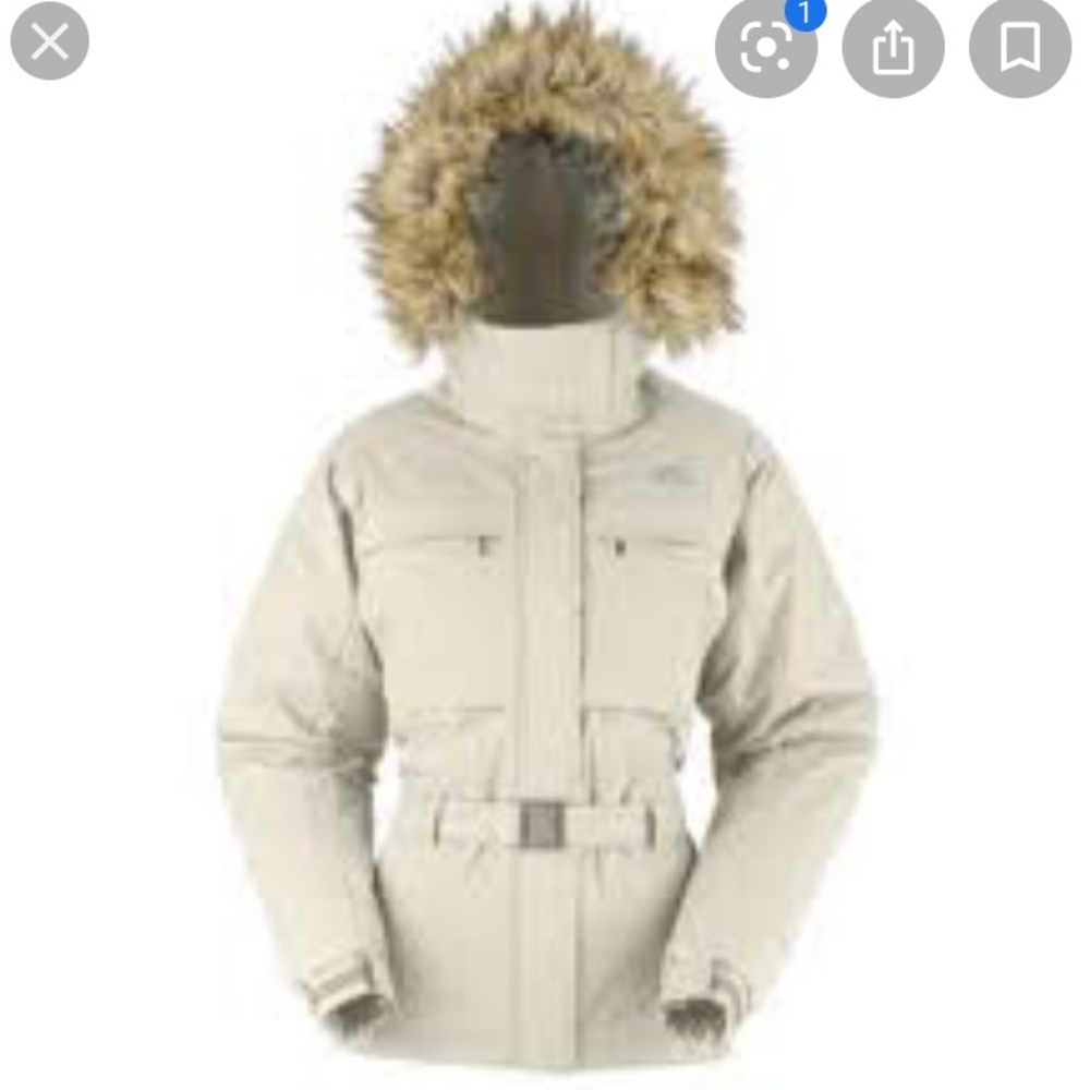 North Face Greenland Cream goose down belted coat